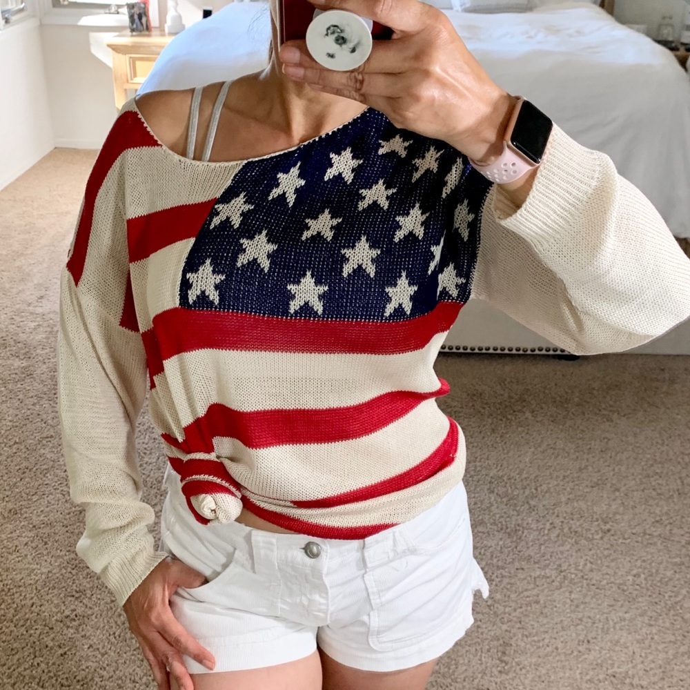 🇱🇷 American Pie USA Flag Knit Top Pullover - Picture 5 of 7